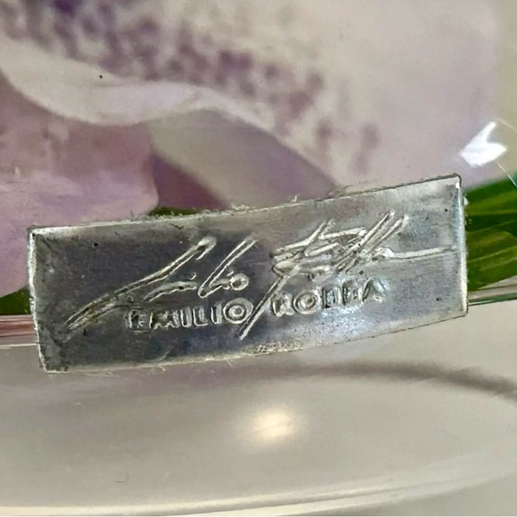 Emilio Robba Stunning Designer Orchid Flower Votive Candle Holder Purple Signed - Picture 4 of 6